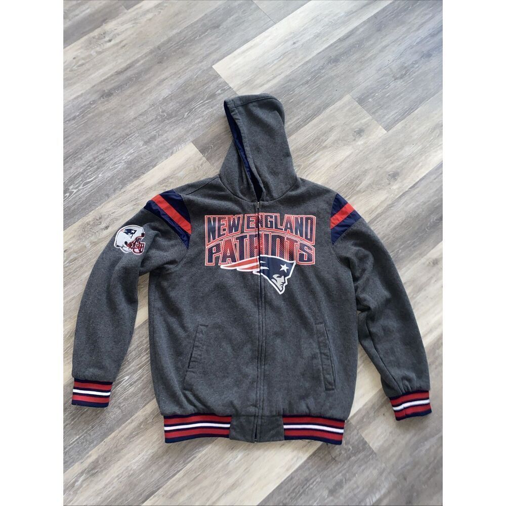 REVERSIBLE New England Patriots NFL Football Hooded Jacket Mens Large